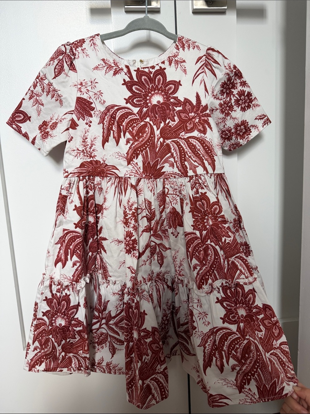 Cara Cara White Dress with Rust Floral Print